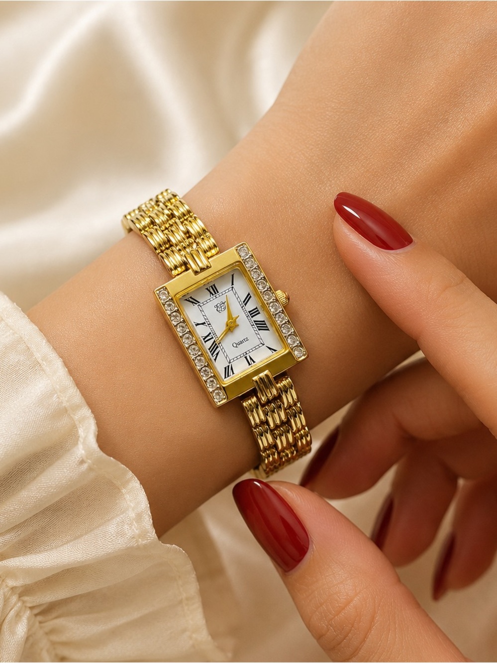 Elizabeth Taylor Gold-Tone Crystal Accent White Diamonds Women's Bracelet Watch